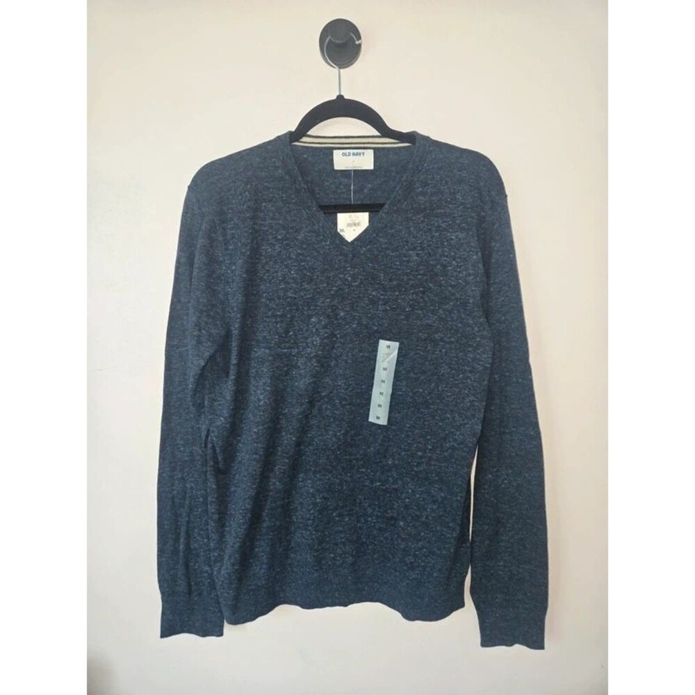Reduced - NWT Old Navy Men's Heathered Navy V-Neck Sweater, Size M